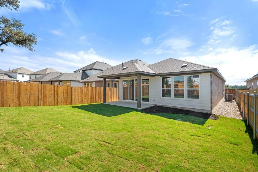 Exterior details and patio area of a home in Terrace Collection at Heritage, Dripping Springs (Image 21). Exterior details and patio area of a home in Terrace Collection at Heritage, Dripping Springs (Image 21).