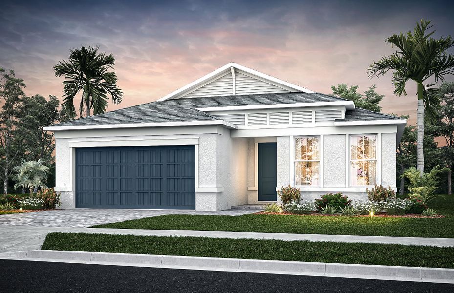 Representative exterior photo of a completed home built from the Mystique by DiVosta in Emerson Oaks, Vero Beach, FL (Image 20).