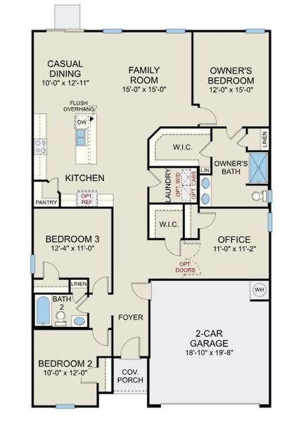 2D floor plan layout for the Venture - Single Family Homes by Dream Finders Homes in Fisher Springs, Kannapolis, NC (Image 3).