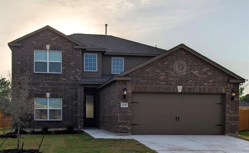 Front exterior of a new home in Shadowbend, Anna, TX, highlighting curb appeal (Image 1).