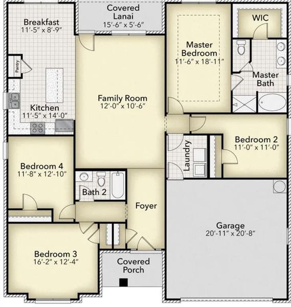 2D floor plan layout of this home in Thunder Ridge, Dawsonville, GA (Image 2).