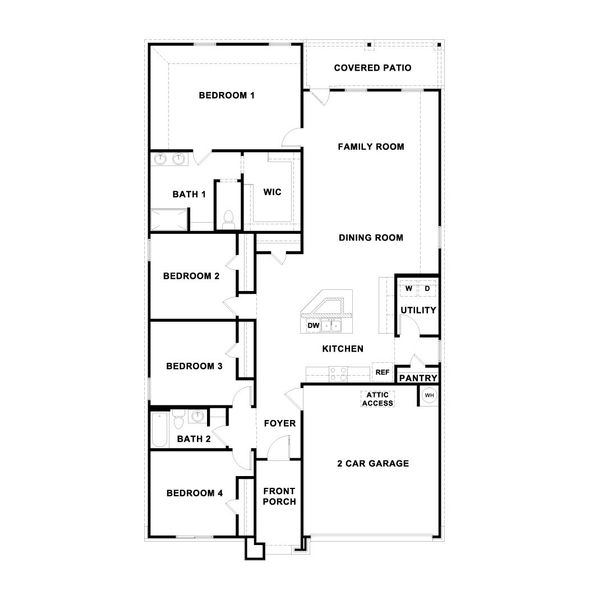 2D floor plan layout for the The Kingston by D.R. Horton in Trails at Wildhorse, Austin, TX (Image 3).