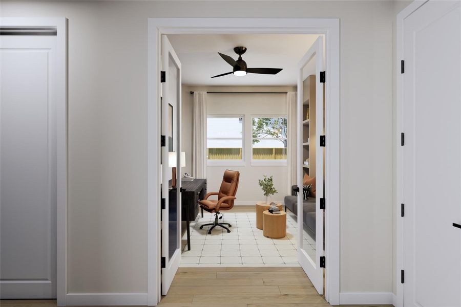 REPRESENTATIVE PHOTO: Glass french doors at Study provide privacy.