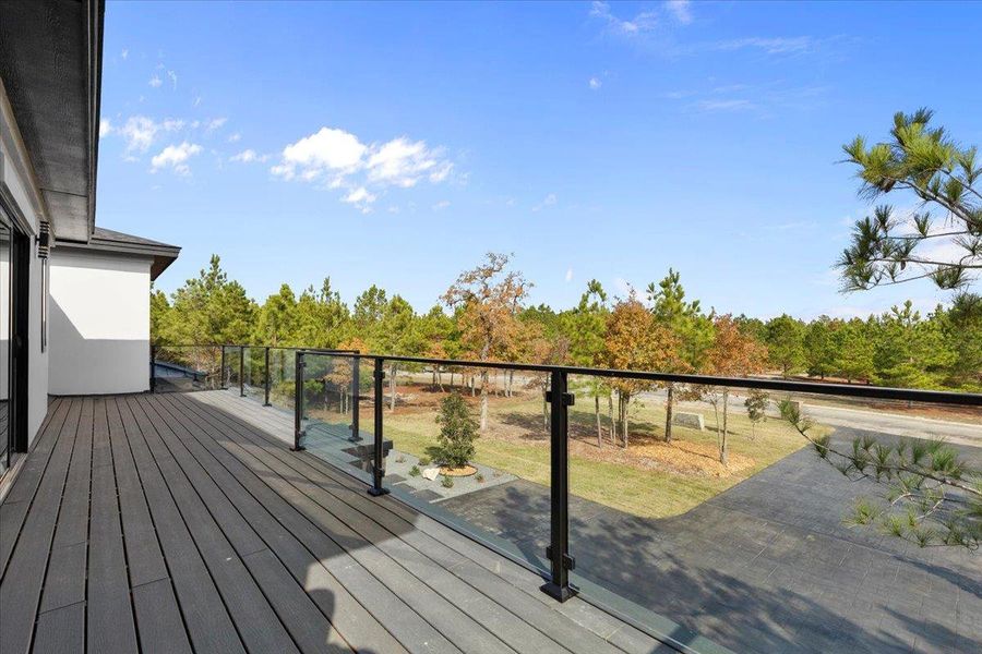 Deck with premium glass railing. Deck with premium glass railing.
