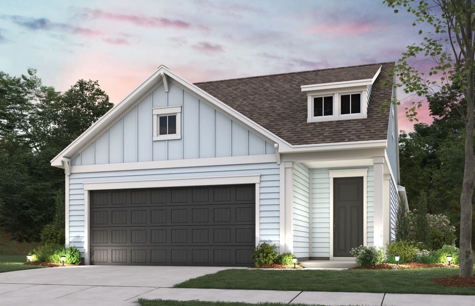 Front exterior of a new home in Del Webb Savannah at Heartwood, Richmond Hill, GA, highlighting curb appeal (Image 2). Front exterior of a new home in Del Webb Savannah at Heartwood, Richmond Hill, GA, highlighting curb appeal (Image 2).