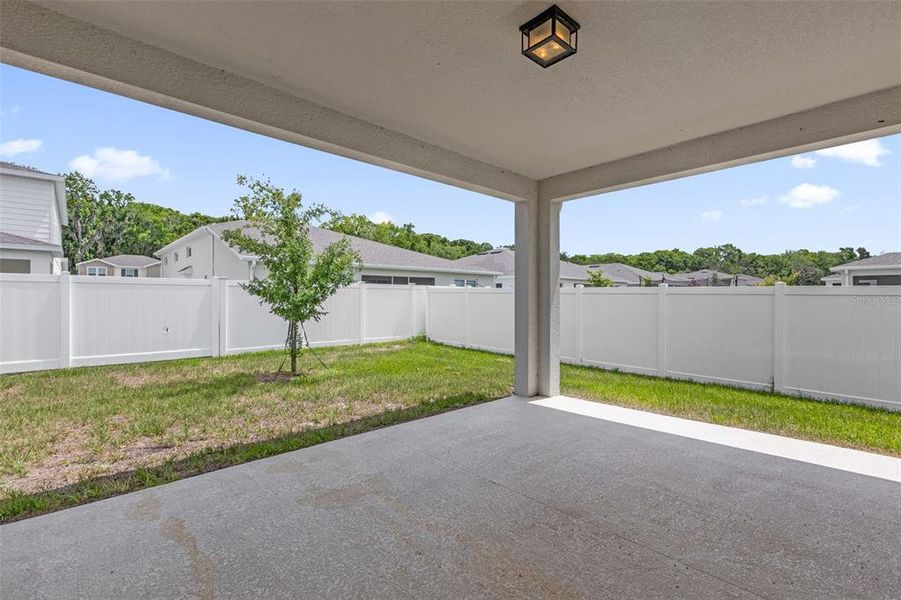 Exterior details and patio area of a home in Seasons at Lakeside Forest, Tavares (Image 25).