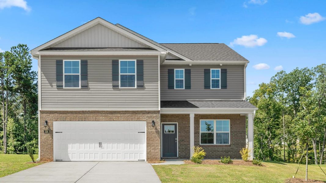 Front exterior of a new home in Forest Creek, Winston-Salem, NC, highlighting curb appeal (Image 1). Front exterior of a new home in Forest Creek, Winston-Salem, NC, highlighting curb appeal (Image 1).