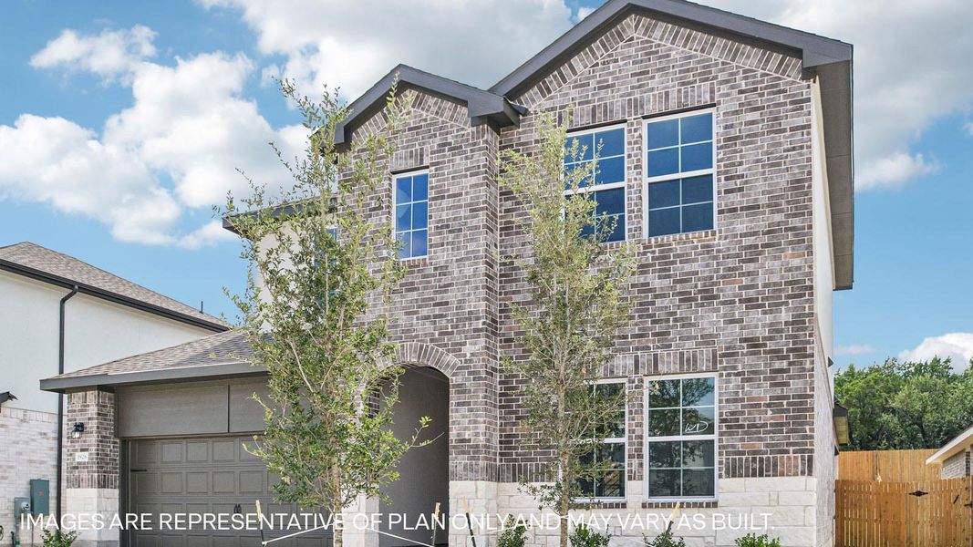 Representative exterior photo of a completed home built from the The Naples by D.R. Horton in Rosenbusch Ranch, Leander, TX (Image 16).