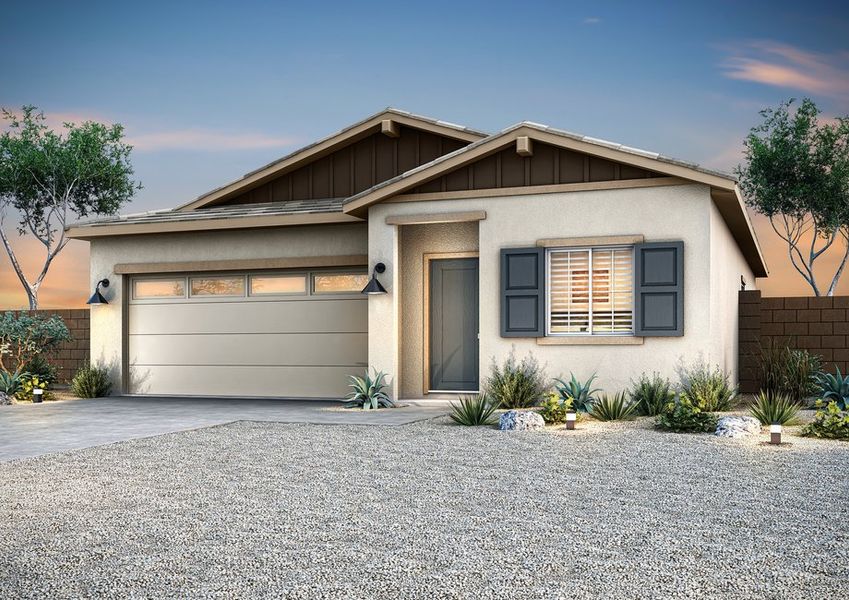 Representative exterior photo of a completed home built from the Amado by LGI Homes in Bisbee Ranch, Casa Grande, AZ (Image 10).