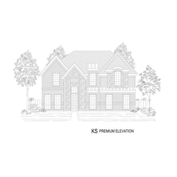 Representative rendering of the exterior for the Hillcrest 45 2R-CW (w/Media) by First Texas Homes (Image 17).
