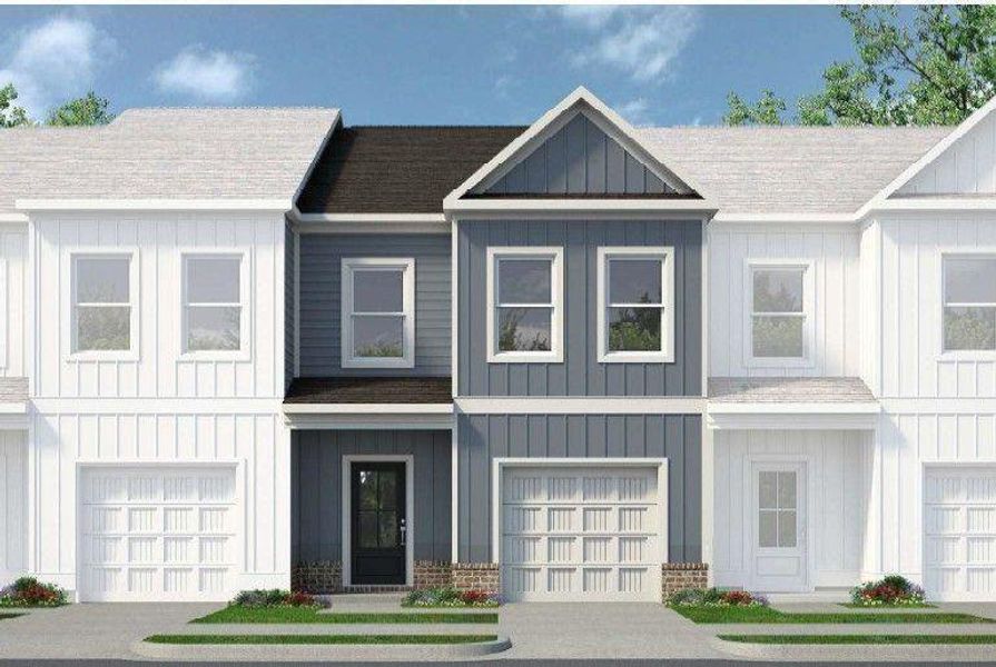 Front exterior of a new home in Fuller Station, Loganville, GA, highlighting curb appeal (Image 1). Front exterior of a new home in Fuller Station, Loganville, GA, highlighting curb appeal (Image 1).