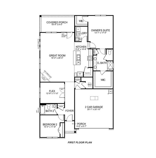 2D floor plan layout of this home in The Villas at Pine Valley, Boiling Springs, SC (Image 3).