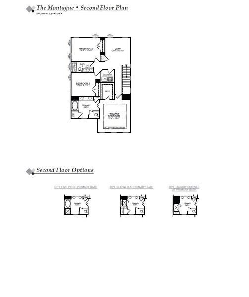 2D floor plan layout for the Montague by Eastwood Homes in Marble Tree, Ball Ground, GA (Image 4).
