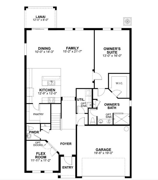 2D floor plan layout for the Summerset by M/I Homes in Meadow Oaks, Hudson, FL (Image 4).