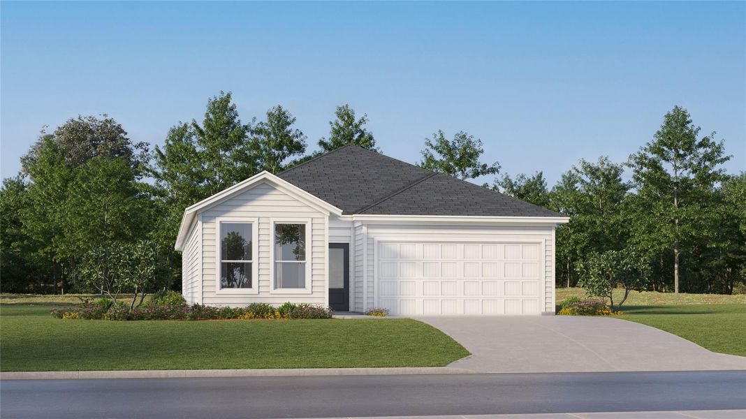 Front exterior of a new home in Winfield Park, Hutto, TX, highlighting curb appeal (Image 19). Front exterior of a new home in Winfield Park, Hutto, TX, highlighting curb appeal (Image 19).