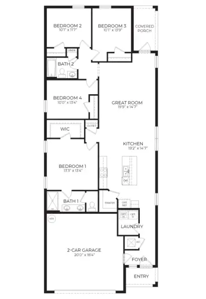 2D floor plan layout of this home in Hawthorne Ranch, Lakeland, FL (Image 3).