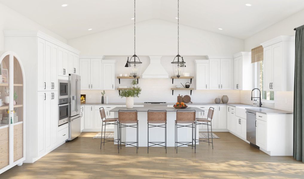 Kitchen with pendant lighting