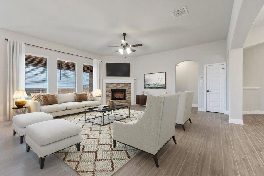 Family Room | Concept 2373 at Coyote Crossing in Godley, TX by Landsea Homes Family Room | Concept 2373 at Coyote Crossing in Godley, TX by Landsea Homes