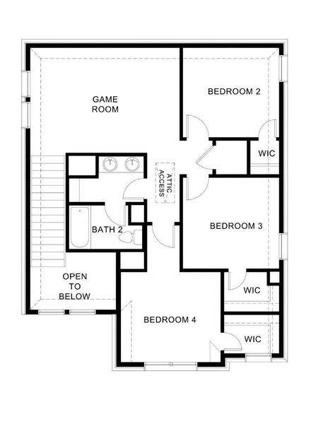 2D floor plan layout for the Riley by D.R. Horton in The Reserve at Spiritas Ranch, Little Elm, TX (Image 4).