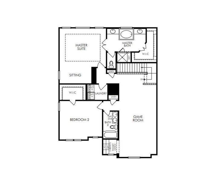 2D floor plan layout of this home in Spring Brook Village - Luxe Series, Houston, TX (Image 4).