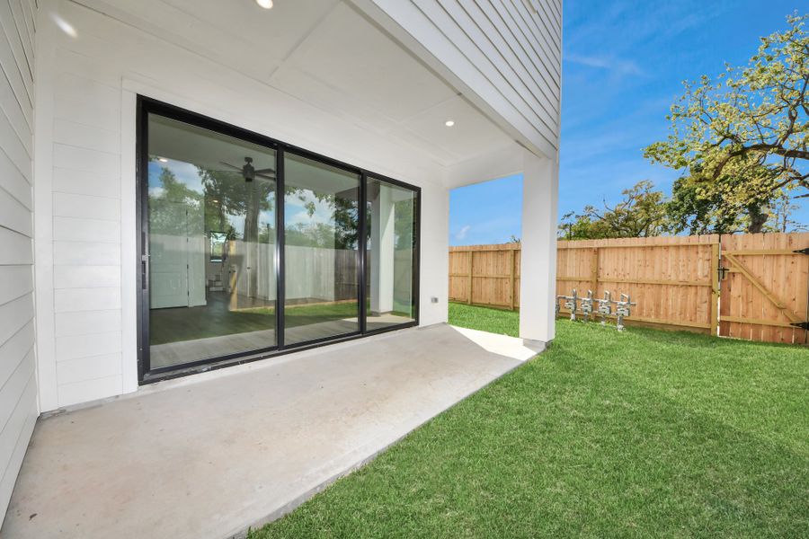 Exterior details and patio area of a home in Caywood Place, Houston (Image 27). Exterior details and patio area of a home in Caywood Place, Houston (Image 27).