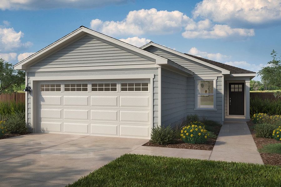 Representative exterior photo of a completed home built from the 1361 by KB Home in Watermill – Heritage Collection, Uhland, TX (Image 5). Representative exterior photo of a completed home built from the 1361 by KB Home in Watermill – Heritage Collection, Uhland, TX (Image 5).