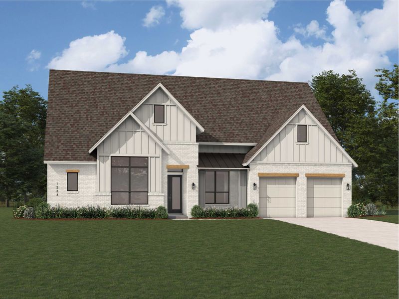 Representative exterior photo of a completed home built from the Verona by Huntington Homes in Kresston 70s, Montgomery, TX (Image 19).