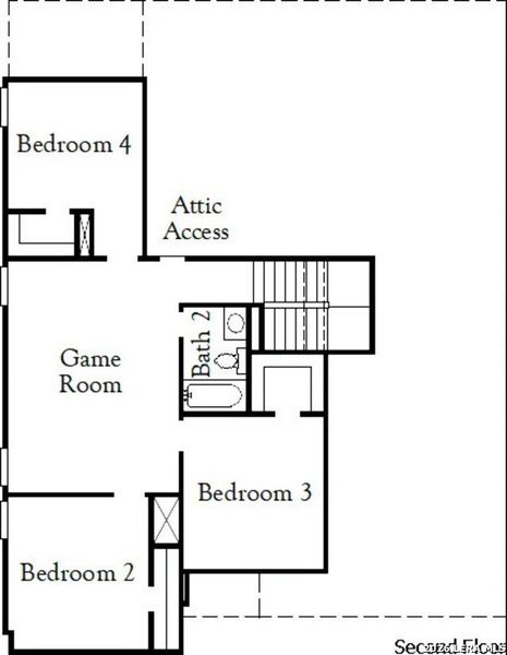 2D floor plan layout of this home in Hickory Ridge, Elmendorf, TX (Image 4).