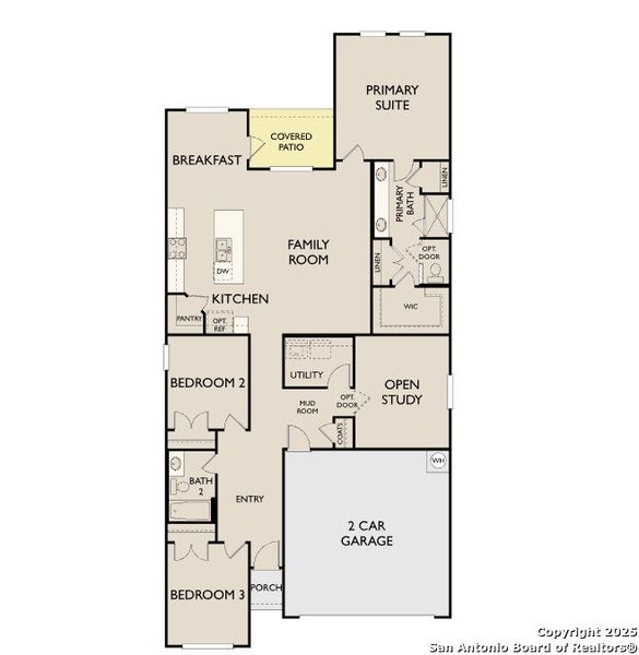 2D floor plan layout of this home in Saddlebrook Ranch, Schertz, TX (Image 3).