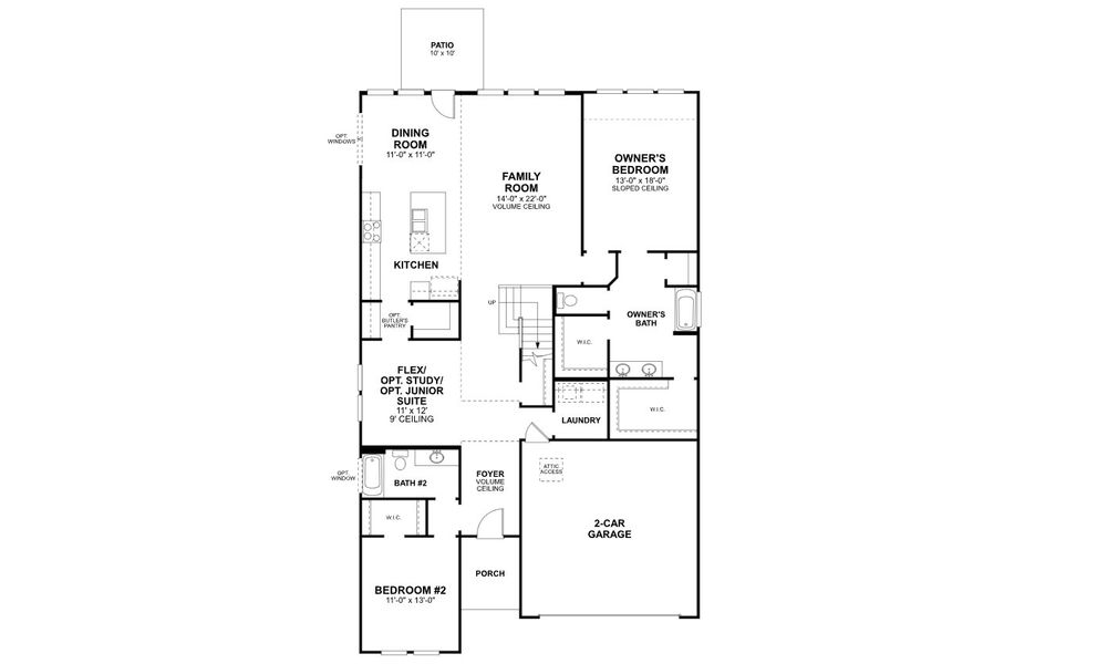 2D floor plan layout of this home in Lily Creek at Sutton Fields, Aubrey, TX (Image 3).