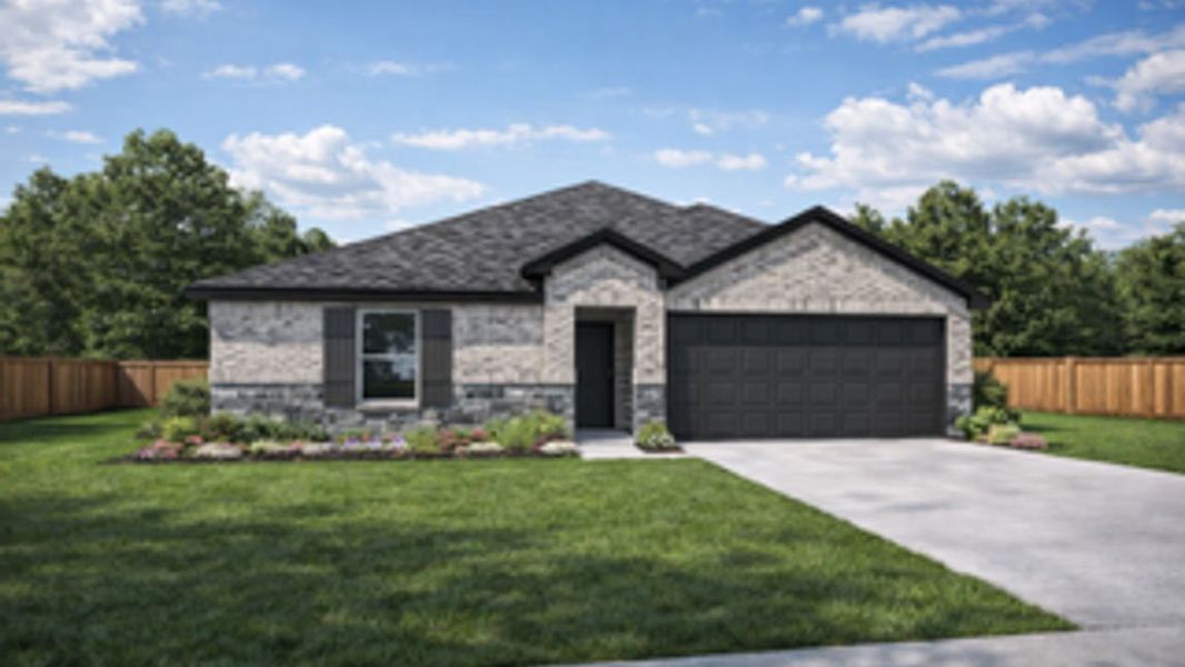 Representative exterior photo of a completed home built from the Bellvue by D.R. Horton in Mill Creek, Magnolia, TX (Image 2). Representative exterior photo of a completed home built from the Bellvue by D.R. Horton in Mill Creek, Magnolia, TX (Image 2).