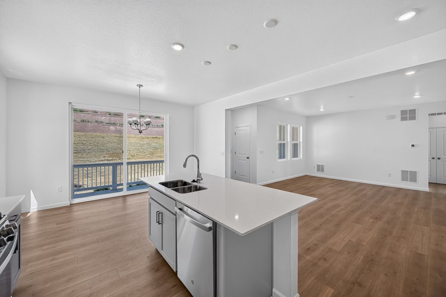 Furnished interior view inside a new home in Trailstone, Arvada (Image 8). Furnished interior view inside a new home in Trailstone, Arvada (Image 8).