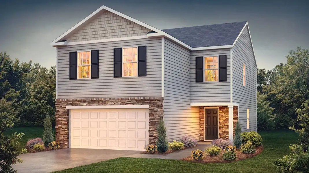 Front exterior of a new home in Willow Mill, Thomasville, NC, highlighting curb appeal (Image 1). Front exterior of a new home in Willow Mill, Thomasville, NC, highlighting curb appeal (Image 1).