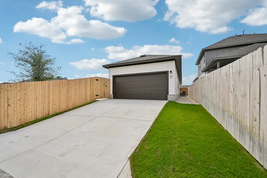 Exterior details and patio area of a home in Sage Hollow, Kyle (Image 14).