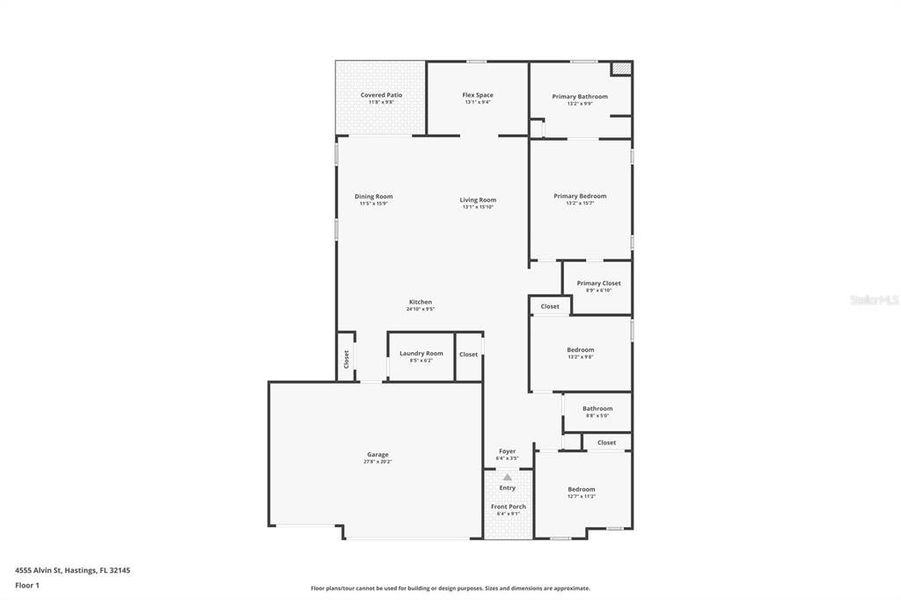 2D floor plan layout of this home in Flagler Estates, Hastings, FL (Image 5).