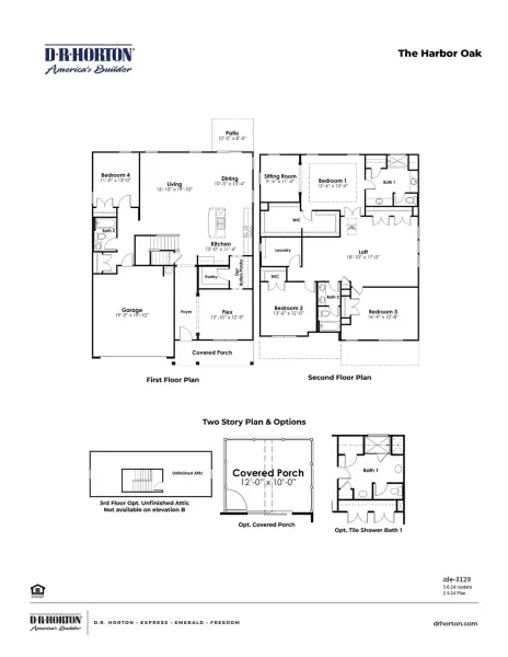 2D floor plan layout for the Harbor Oak by D.R. Horton in Maple Grove, Conway, SC (Image 3). 2D floor plan layout for the Harbor Oak by D.R. Horton in Maple Grove, Conway, SC (Image 3).