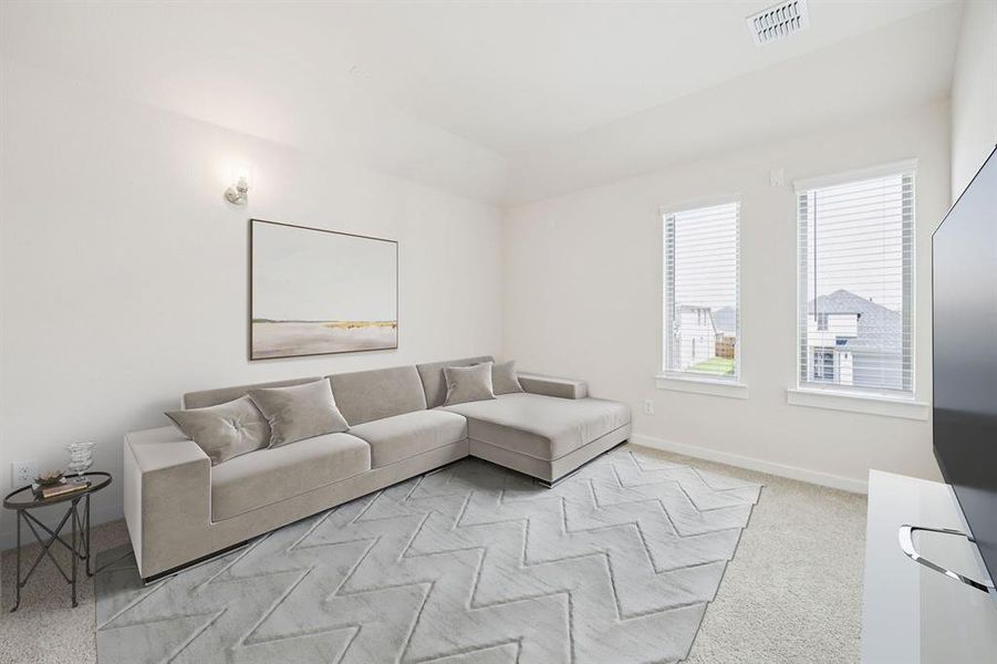 Media Room in the Claret home plan by Trophy Signature Homes – REPRESENTATIVE PHOTO Media Room in the Claret home plan by Trophy Signature Homes – REPRESENTATIVE PHOTO