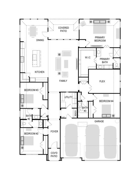 2D floor plan layout for the Gilmour II by Trophy Signature Homes in Southridge, McKinney, TX (Image 5).