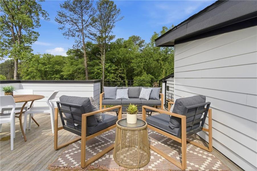 Exterior details and patio area of a home in , Atlanta (Image 3). Exterior details and patio area of a home in , Atlanta (Image 3).