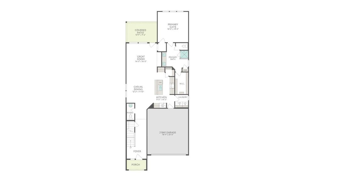 2D floor plan layout for the Mariposa by Tri Pointe Homes in Terrace Collection At Turner's Crossing, Buda, TX (Image 24).