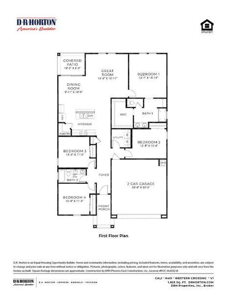2D floor plan layout of this home in Western Crossing, Florence, AZ (Image 4).