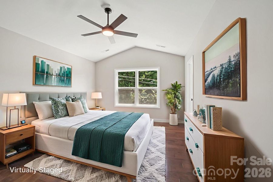 Virtually staged Primary Bedroom