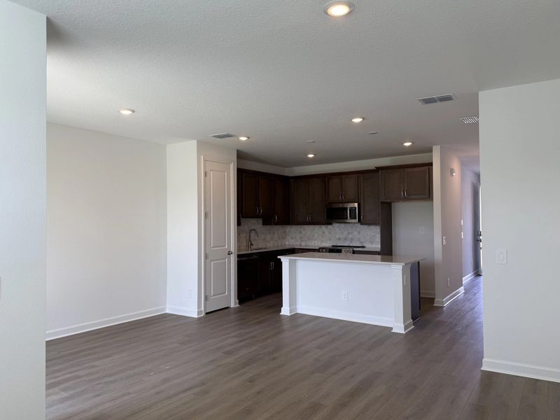 Family room, dining and kitchen spaces - under construction