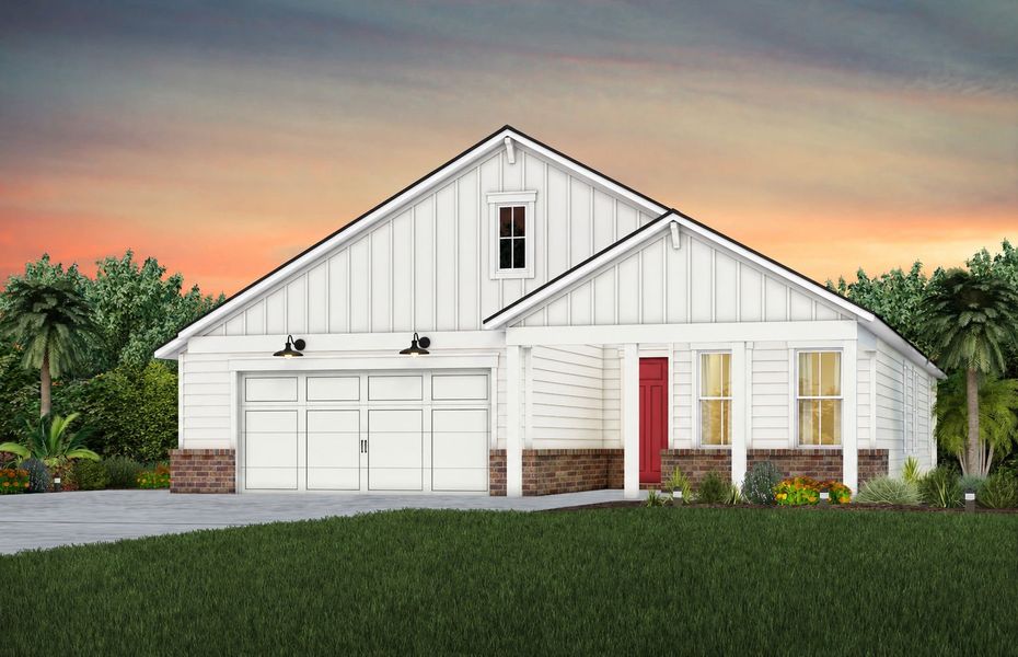 Front exterior of a new home in Fiddler's Cove, Kingsland, GA, highlighting curb appeal (Image 1). Front exterior of a new home in Fiddler's Cove, Kingsland, GA, highlighting curb appeal (Image 1).