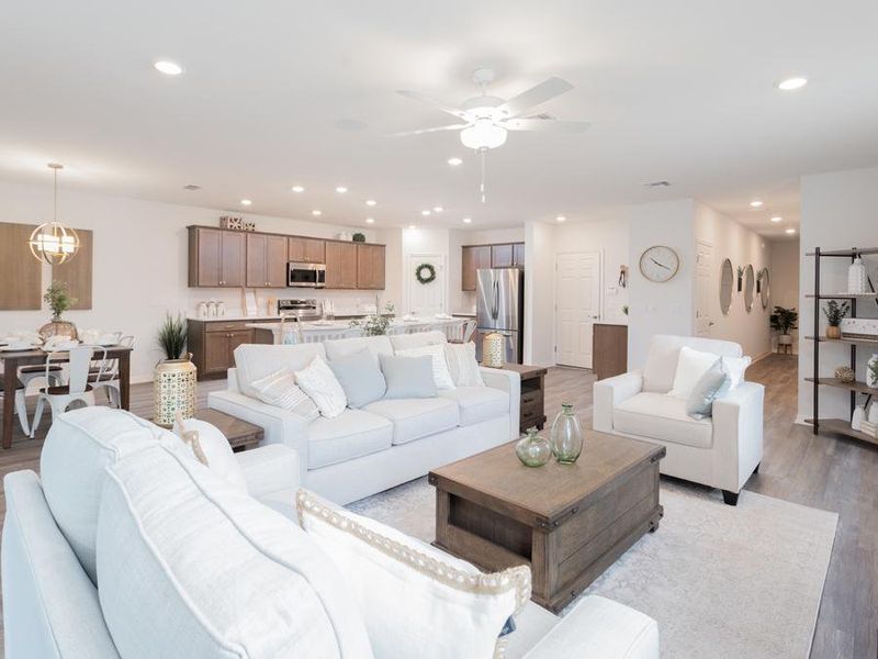 Homes at Ridgewood South include welcoming open-concept living space - Wesley ll home plan by Highland Homes