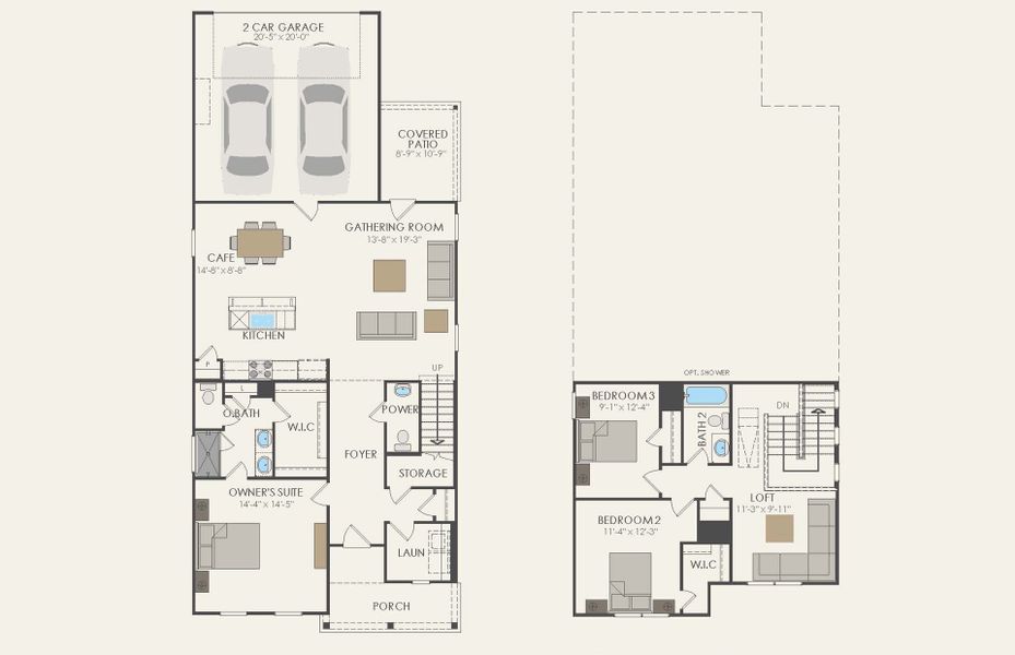 2D floor plan layout of this home in Pinnacle at Legacy Hills, Celina, TX (Image 4).
