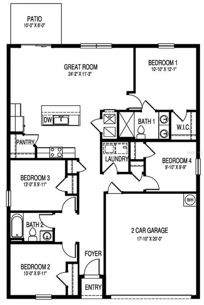 2D floor plan layout of this home in Cove at West Port - Express, Port Charlotte, FL (Image 4).