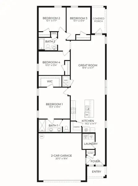 2D floor plan layout of this home in Wynwood, Ocoee, FL (Image 3).