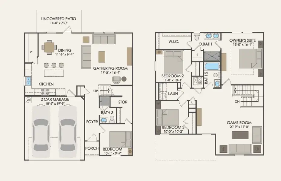 2D floor plan layout of this home in Mobberly Farms, Pilot Point, TX (Image 2).