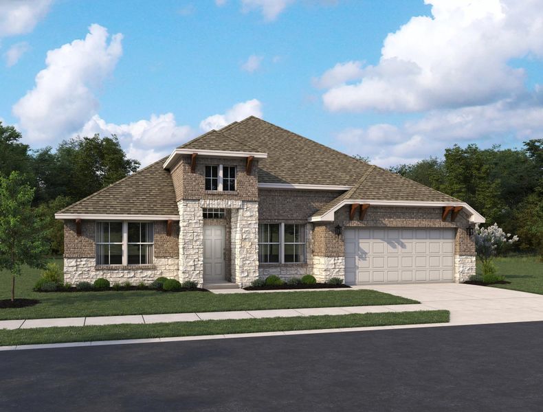 Representative exterior photo of a completed home built from the Avalon III by Ashton Woods in The Heritage at Saddlebrook Ranch 70's, Schertz, TX (Image 1).